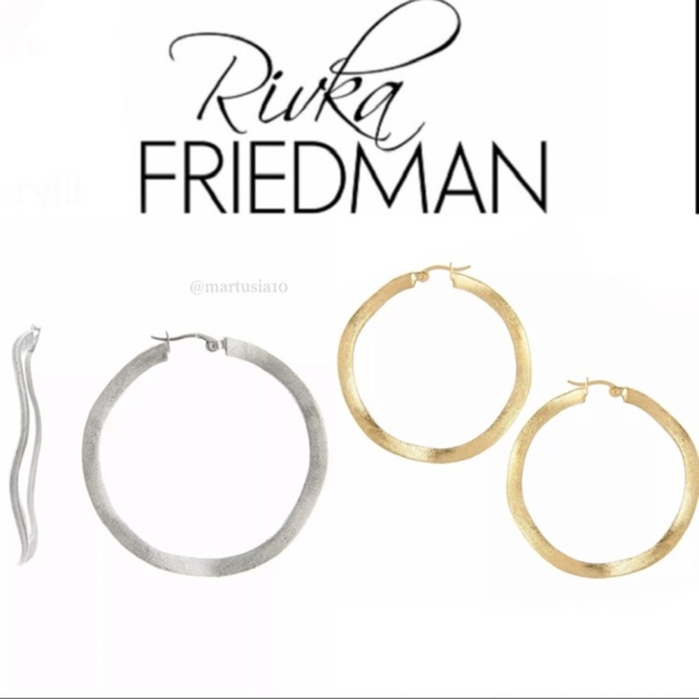 Rivka Friedman 2” Satin Wave Hoop Earrings